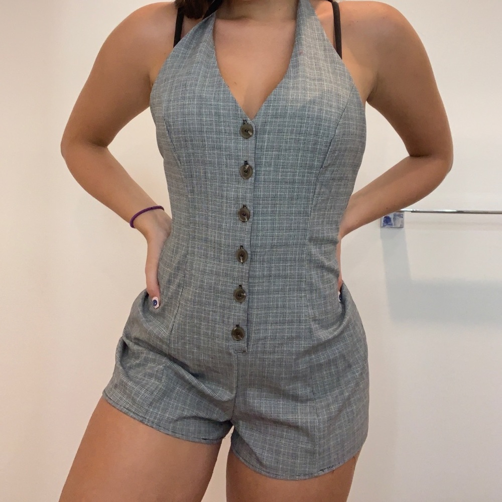 Forever 21 Plaid Halter Romper